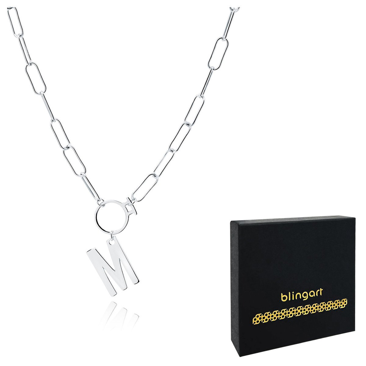 Srebrny naszyjnik literka M srebro 925