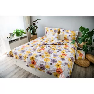 Żółta/biała bawełniana pościel jednoosobowa 140x200 cm LP Dita Daisy – Cotton House - Pościel - miniaturka - grafika 1