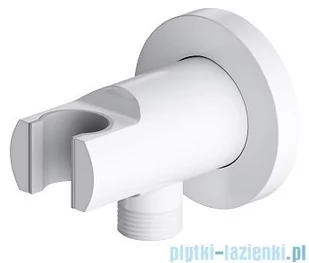 Omnires przyłącze kątowe mosiężne z uchwytem na słuchawkę biały mat 8873WM - Baterie umywalkowe - miniaturka - grafika 1