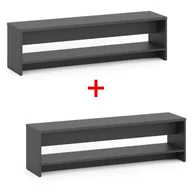 Wyposażenie sportowe i gimnastyczne - Ławka szatniowa z półka na obuwie 1+1 GRATIS, wzmocniona, 1500 mm, grafitowy - miniaturka - grafika 1