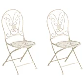 Fotele i krzesła ogrodowe - BELIANI Zestaw 2 krzeseł ogrodowych COGGIA Składane Metal Jasnobeżowy - miniaturka - grafika 1