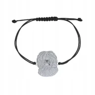 Bransoletki - Bransoletka Srebrna z psem Hiszpański Pies Dowodny 925 sznurek GRAWER - miniaturka - grafika 1