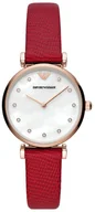 Zegarki damskie - Zegarek Emporio Armani AR11388 RED LEATHER - miniaturka - grafika 1