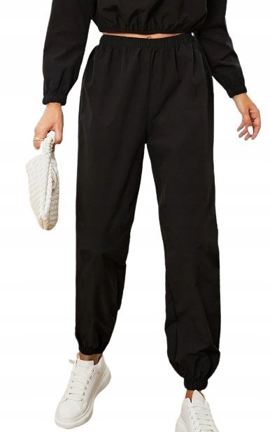 SHEIN DAMSKIE CZARNE SPODNIE CASUAL GŁADKIE 36 VBS