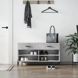 Ławka z miejscem na buty, szarość betonu, 102x35x55 cm Lumarko! - Szafki na buty - miniaturka - grafika 1