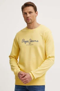 Pepe Jeans bluza bawełniana SAUL CREW męska kolor żółty z nadrukiem PM582702 - Bluzy męskie - miniaturka - grafika 1