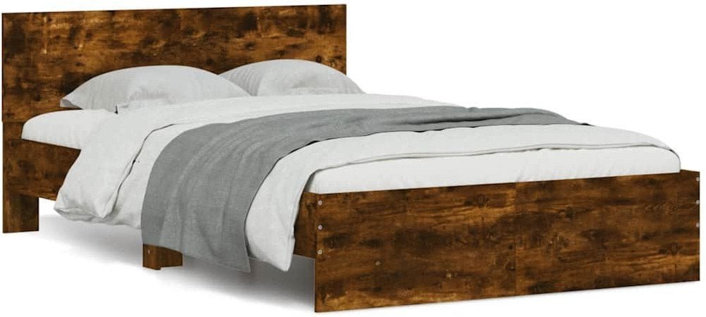 Bed Frame Smoked oak Engineered wood Double Bed Frame