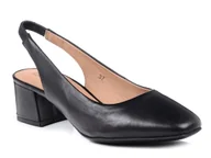 Czółenka - Czółenka damskie na obcasie czarne skórzane bez pięty Caprice 29500-36 - miniaturka - grafika 1
