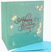 Kartki okolicznościowe i zaproszenia - Karnet kwadrat NMH-005 konfetti Urodziny zielone - Fresh - miniaturka - grafika 1