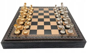 Italian Chess Pieces Mignon Gold/Silver+Chess Board Leatherette Gold/Black - Gry planszowe Italian Chess Pieces Mignon Gold/Silver+Chess Board Leatherette Gold/Black - Gry planszowe - miniaturka - grafika 1