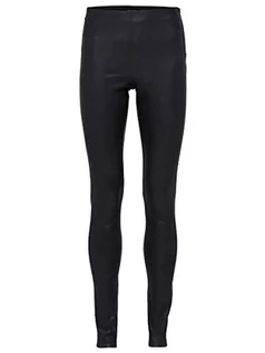 Spodnie damskie - SELECTED FEMME Damskie spodnie skórzane rozciągliwe baranek, czarny, 38 - grafika 1