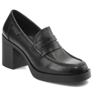 Półbuty damskie - Czarne Półbuty Nessi Gustowne Buty Na Obcasie - miniaturka - grafika 1