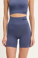 Spodnie sportowe damskie - Hummel szorty treningowe Tif kolor niebieski gładkie high waist 214151 - miniaturka - grafika 1