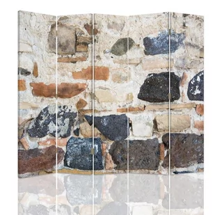Parawan pokojowy FEEBY, Kamienny mur 2, Obrotowy 180x170cm 5-częściowy - Parawany - miniaturka - grafika 1