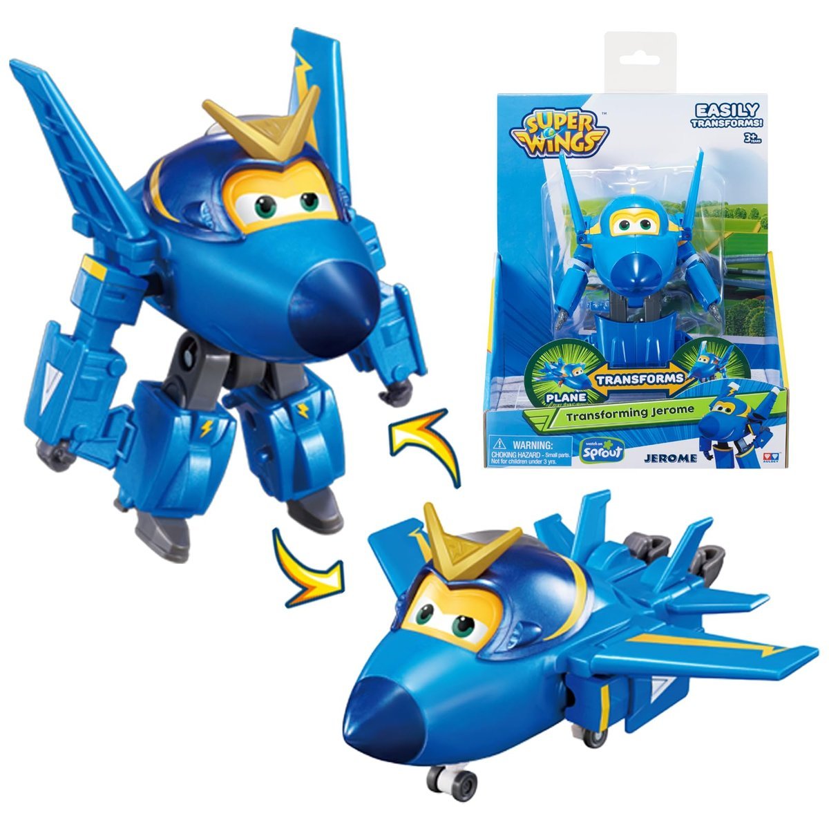 Super Wings Jerome samolot transformowalna zabawka i figurka robota, transformowalny robot, zabawka dla dzieci 3, 4, 5, 6, 7, 8 lat, chłopiec, dziew..