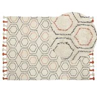 Dywany - Dywan bawełniany 140 x 200 cm beżowo-pomarańczowy HAJIPUR - miniaturka - grafika 1