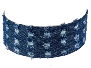 CHOKER jeansowy "potargany" GRANATOWY - Naszyjniki - miniaturka - grafika 1