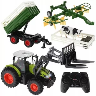 Traktor zdalnie sterowany z przyczepą + zgrabiarka - Zabawki zdalnie sterowane - miniaturka - grafika 1