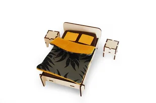 Mebelki dla lalek - zestaw SYPIALNIA - EARTH , skala 1:12 - Zabawki kreatywne - miniaturka - grafika 1