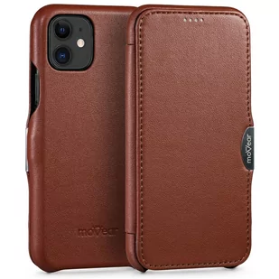 moVear flipSide C - Skórzane etui do Apple iPhone 11 (6.1") | Klasyczny pokrowiec z klapką, Skóra naturalna nappa (Brązowy) - Etui i futerały do telefonów - miniaturka - grafika 1