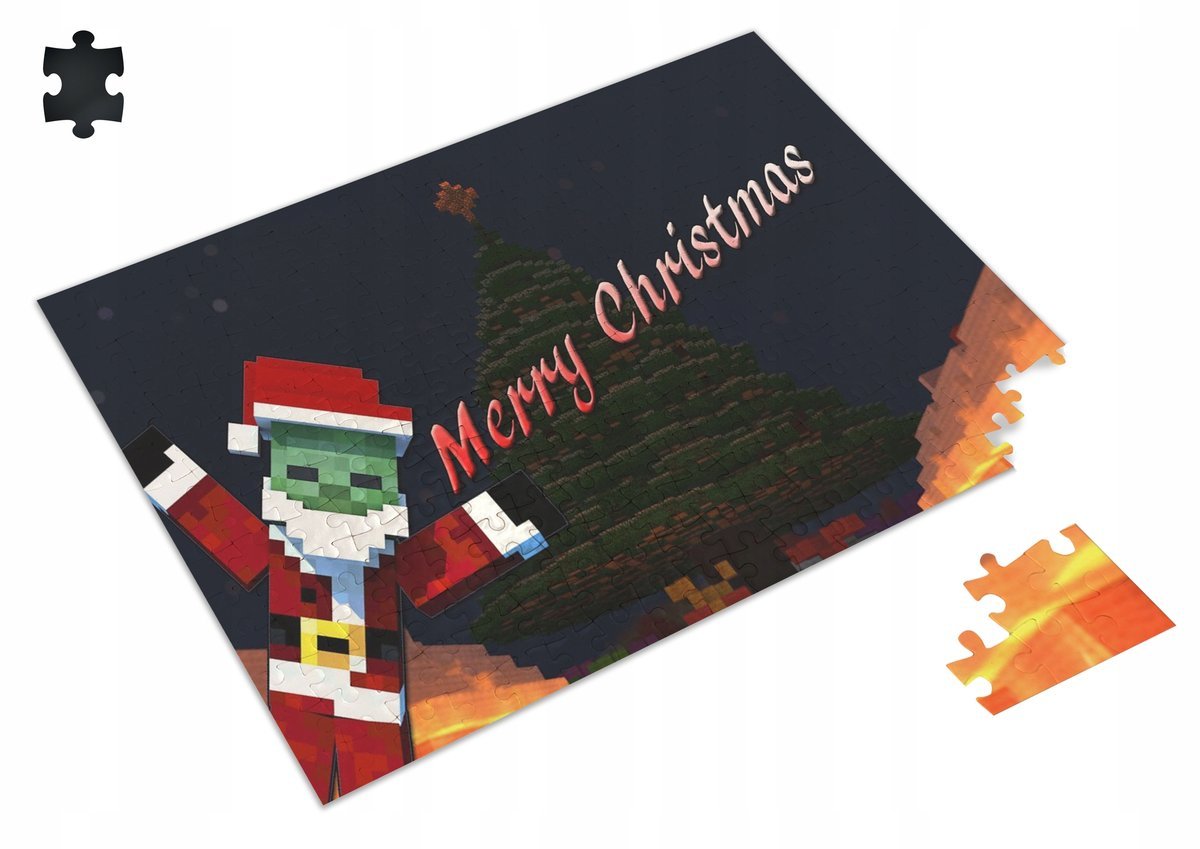 PUZZLE Minecraft Świąteczne Creeper Christmas + IMIĘ Pudełko A3 252 el. #6