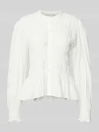 Bluzki damskie - Bluzka koszulowa o kroju slim fit z bufiastymi rękawami model ‘Mocca’ - miniaturka - grafika 1