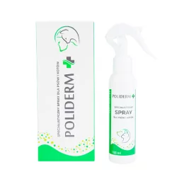 Poliderm Spray 100ml SPRAY NA ZMIANY SKÓRNE DLA PSÓW I KOTÓW - Suplementy i witaminy dla psów - miniaturka - grafika 1