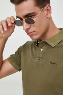 Pepe Jeans polo bawełniane kolor zielony gładki - Koszulki męskie - miniaturka - grafika 1