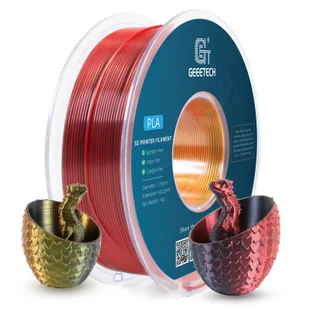Drukarka 3D Geeetech 1 kg 1,75 mm filamentu PLA Silk Tri-Color (czerwony + złoty + czarny), dokładność wymiarowa +/- 0,03 mm - Filamenty i akcesoria do drukarek 3D - miniaturka - grafika 1