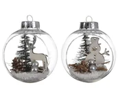 Bombki - Bombka przeźroczysta krajobraz świąteczny renifer bałwan - miniaturka - grafika 1