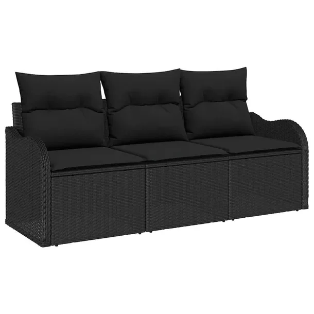 Zestaw 2-Elementowych Sof Ogrodowych Modułowych, Czarny Polirattan, 55cm G