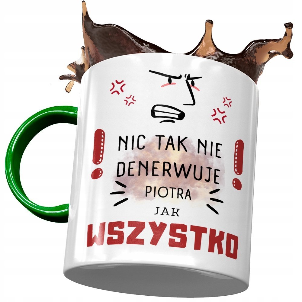 Kubek Zielony Dla Piotra Piotrka Kolegi na Prezent z Nadrukiem ze Zdjęciem + Opakowanie na prezent (wzór 04)