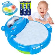 Zabawki interaktywne dla dzieci - Interaktywny Bębenek Hipcio Perkusja Światła Led U306B - miniaturka - grafika 1