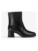 Botki damskie - Unisa Skórzane botki w kolorze czarnym - miniaturka - grafika 1