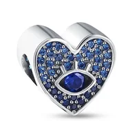 Wisiorki - Zawieszka Charms SREBRO 925 Koralik do PANDORA Niebieskie Serce i Oko Proroka - miniaturka - grafika 1