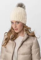 Czapki damskie - Czapka z angorą i pomponem H-AMO - miniaturka - grafika 1