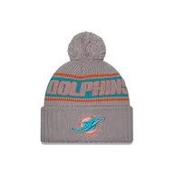 Czapki damskie - New Era Miami Dolphins NFL 2024 Sideline Sport Knit Szary Czapka z Pomponem - One-Size - miniaturka - grafika 1