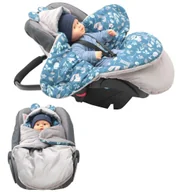 Śpiworki dla dzieci - Śpiworek Myszka Do Wózka Fotelik Nosidło Minky Szary Bawełna Liski Na Granacie - miniaturka - grafika 1