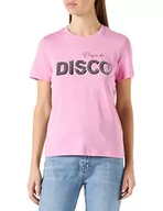 Koszulki i topy damskie - ONLY Women's ONLKITA REG S/S Queen TOP Box JRS T-Shirt, fuksja różowa/nadruk: dyskotekę, S - miniaturka - grafika 1