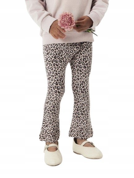 NAME IT LEGGINSY DZIECIĘCE BEŻOWE Z PANTERKOWYM NADRUKIEM 98 1JQA
