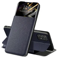 Etui i futerały do telefonów - Dla Samsung Galaxy A52 4G / 5G / A52s 5G View Window Odporne na upadki skórzane etui na telefon ze stojakiem na kartę Niebieski - miniaturka - grafika 1