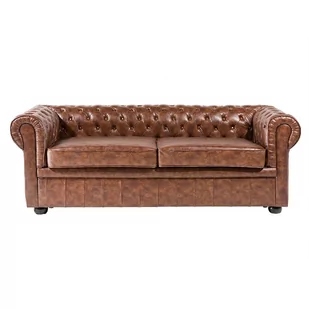 Sofa kanapa skórzana braz Old Style klasyka dom biuro CHESTERFIELD - Meblościanki - miniaturka - grafika 1