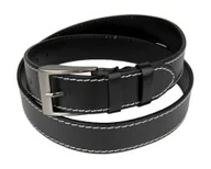 Paski - Pasek Męski Skórzany PAS-MAX (PL) Skóra Licowa EXTRA 40 mm CZARNY Z Białą Nitką Nadwymiar BARDZO DŁUGI XXL - miniaturka - grafika 1