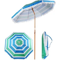 Parasole ogrodowe - Parasol plażowy śr. 180 cm w paski z frędzlami - miniaturka - grafika 1