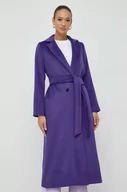 Płaszcze damskie - Twinset płaszcz z domieszką wełny kolor fioletowy przejściowy - miniaturka - grafika 1