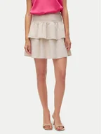 Spódnice - Vero Moda Spódnica mini Luna 10309768 Beżowy Regular Fit - miniaturka - grafika 1