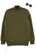 Bluzy męskie - EDIT BY TRENDYOL BLUZA MĘSKA KHAKI DEKOLT STÓJKA I DŁUGIM RĘKAWEM L 5DA - miniaturka - grafika 1