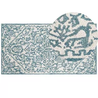 Dywany - Lumarko Dywan wełniany 80 x 150 cm biało-niebieski AHMETLI - miniaturka - grafika 1