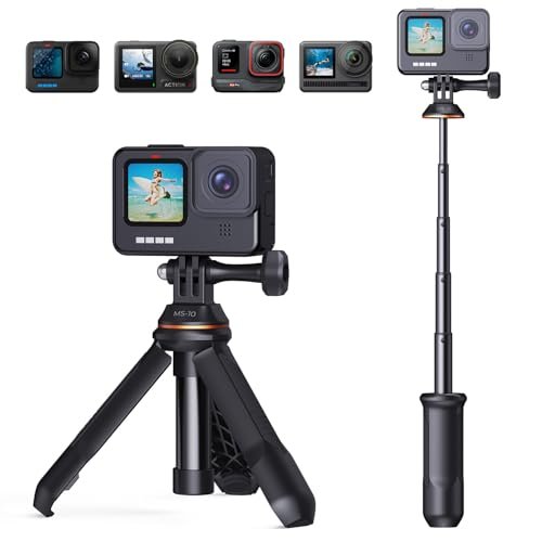 K&F Concept Statyw do selfie Stick 33,5 cm, przenośny uchwyt do vloga, kamera do selfie do GoPro Hero 13/12/11/10/9/8/Max, DJI Osmo Action 5/4/3/2/1, Insta360 X5/X4/X3/Ace Pro. (czarny)