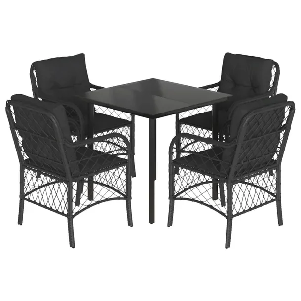 Zestaw mebli ogrodowych czarny, stół 80x80x74 cm, krzesło 58,5x67x86 cm